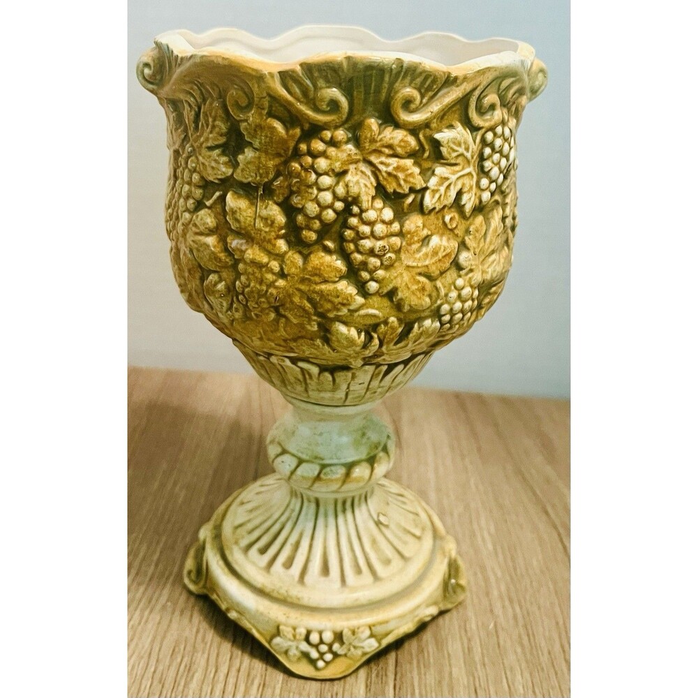 Vintage Lefton Greek Style Chalice Grape & Leaf Design 5912  Japan 8"